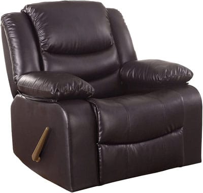 4. Divano Roma Furniture Hardwood and Leather Recliner