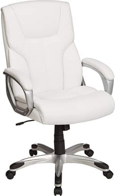 1. AmazonBasics High-Back Executive Leather Office Chair, White