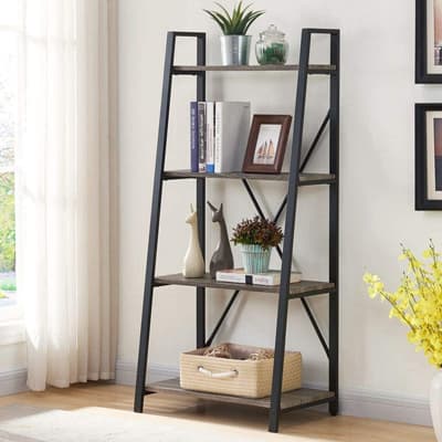 BON AGURE Bookshelf with 4 Tiers