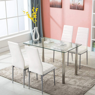 8. JOYBASE 5 Pieces of Chair and Table - Best Glass Dining Room Tables