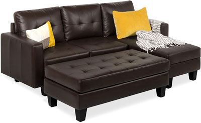 3. Best Choice Products Soft Leather Sofa