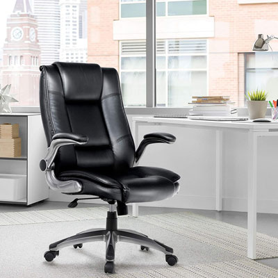 3. MAISON ARTS High Back Leather Office Chair, Black